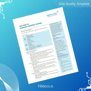 Fillable South Africa Mediclinic Higher Education Diploma in Nursing Template Template Preview - FillDocs