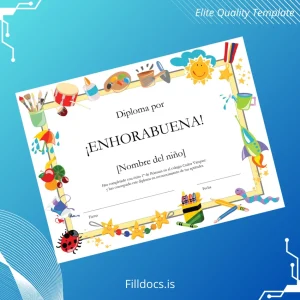 Fillable Spain Carlos Vázquez School Primary School Diploma Template Template Preview - FillDocs