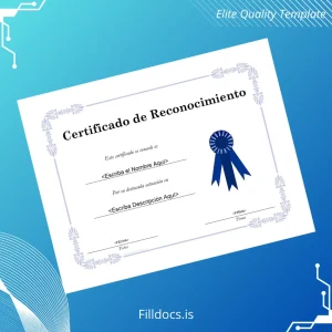 Fillable Spain Certificado de Reconocimiento Template Template Preview - FillDocs