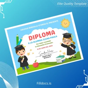 Fillable Spain Colegio Borcelle Pre-School Diploma Template Template Preview - FillDocs