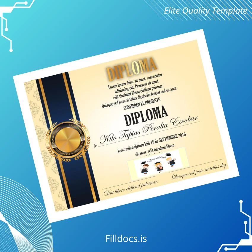 Fillable Spain Diploma of Perseverance Template Template Preview - FillDocs