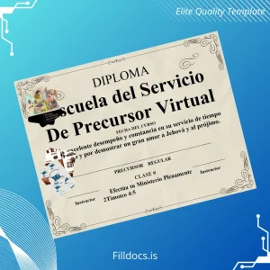 Fillable Spain Escuela del Servicio De Precursor Virtual Precursor Diploma Template Template Preview - FillDocs