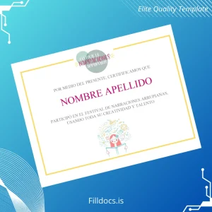 Fillable Spain Festival of Arrupian Narrations Participation Certificate Template Template Preview - FillDocs