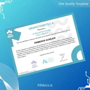 Fillable Spain Grupo Fasst First Aid Diploma Template Template Preview - FillDocs