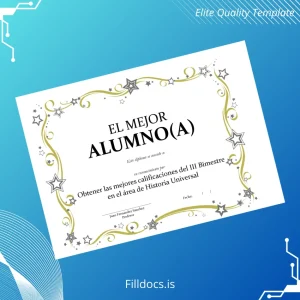 Fillable Spain HU Best Student Diploma in Universal History Template Template Preview - FillDocs