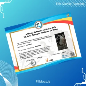 Fillable Spain Official Environmental Certification Certificate Template Preview - FillDocs
