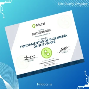 Fillable Spain Platzi Course Certificate in Software Engineering Fundamentals Template Preview - FillDocs