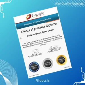 Fillable Spain Progrentis Diploma of Excellence Template Template Preview - FillDocs