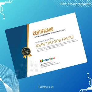Fillable Spain Redactium Certificate Template Template Preview - FillDocs