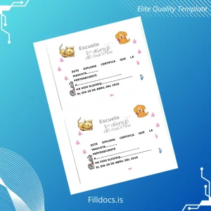 Fillable Spain School Certificate of Recognition for Pets Template Template Preview - FillDocs