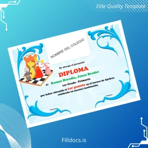 Fillable Spain School Diploma in Chess Template Template Preview - FillDocs