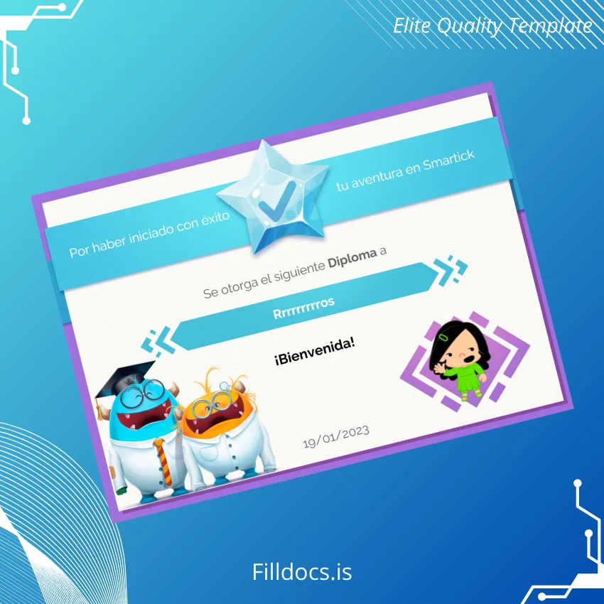 Fillable Spain Smartick Welcome Diploma Template Template Preview - FillDocs