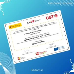 Fillable Spain Union General of Workers UGT Diploma Certificate Template Preview - FillDocs