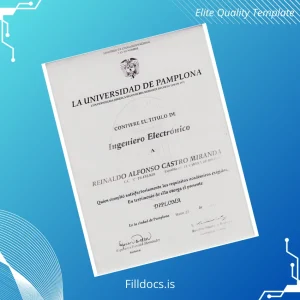 Fillable Spain University of Pamplona Engineering Diploma Template Template Preview - FillDocs