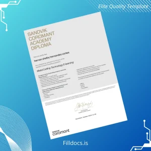 Fillable Sweden Sandvik Coromant Academy Metal Cutting Technology E-learning Diploma Template Preview - FillDocs