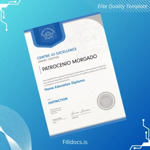 Fillable UK Centre of Excellence Home Education Diploma Template Preview - FillDocs