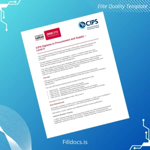 Fillable UK Chamber Business Training Diploma in Procurement and Supply Level 4 Template Template Preview - FillDocs