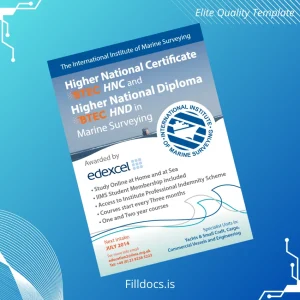 Fillable UK International Institute of Marine Surveying Higher National Certificate in Marine Surveying Template Template Preview - FillDocs
