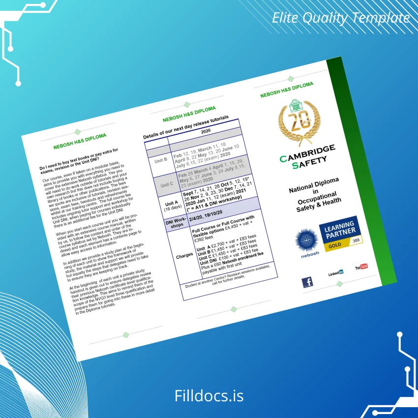 Fillable UK NEBOSH National Diploma in Occupational Safety and Health page 4 Page Preview - FillDocs