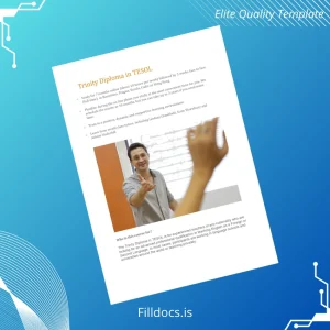 Fillable UK Trinity College London Trinity Diploma in TESOL Template Template Preview - FillDocs