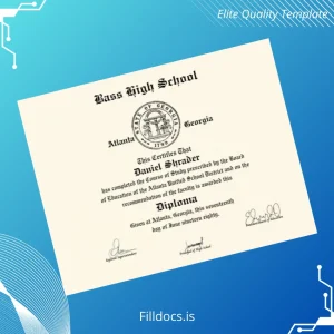 Fillable USA Bass High School High School Diploma Template Preview - FillDocs