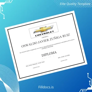 Fillable USA Chevrolet General Motors Automatic Transmissions Specialization Diploma Template Preview - FillDocs