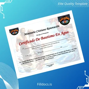Fillable USA Christian Renewal Ministry Water Baptism Certificate Template Template Preview - FillDocs