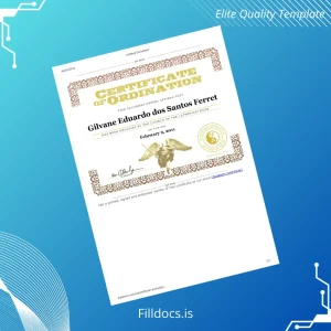 Fillable USA Dudeism Certificate of Ordination Template Template Preview - FillDocs