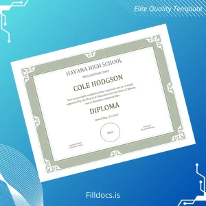 Fillable USA Havana High School High School Diploma Template Template Preview - FillDocs