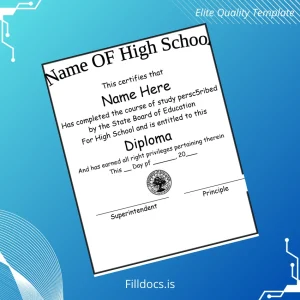 Fillable USA High School Name High School Diploma Template Template Preview - FillDocs