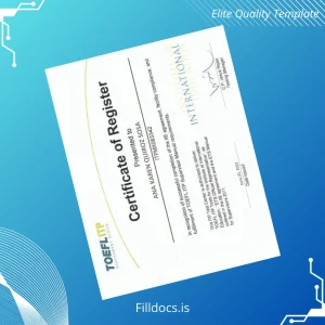 Fillable USA International Institute Certificate of Registration in TOEFL ITP Template Preview - FillDocs