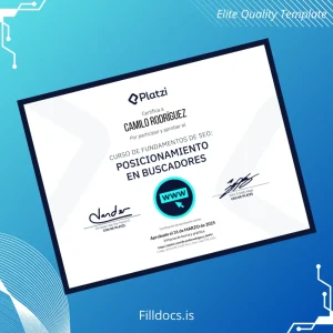 Fillable USA Platzi Diploma in SEO Template Template Preview - FillDocs