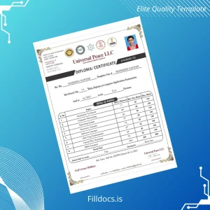 Fillable USA Universal Peace LLC Diploma in Computer Applications Template Preview - FillDocs