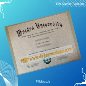 Fillable USA Walden University Degree Certificate Template Template Preview - FillDocs
