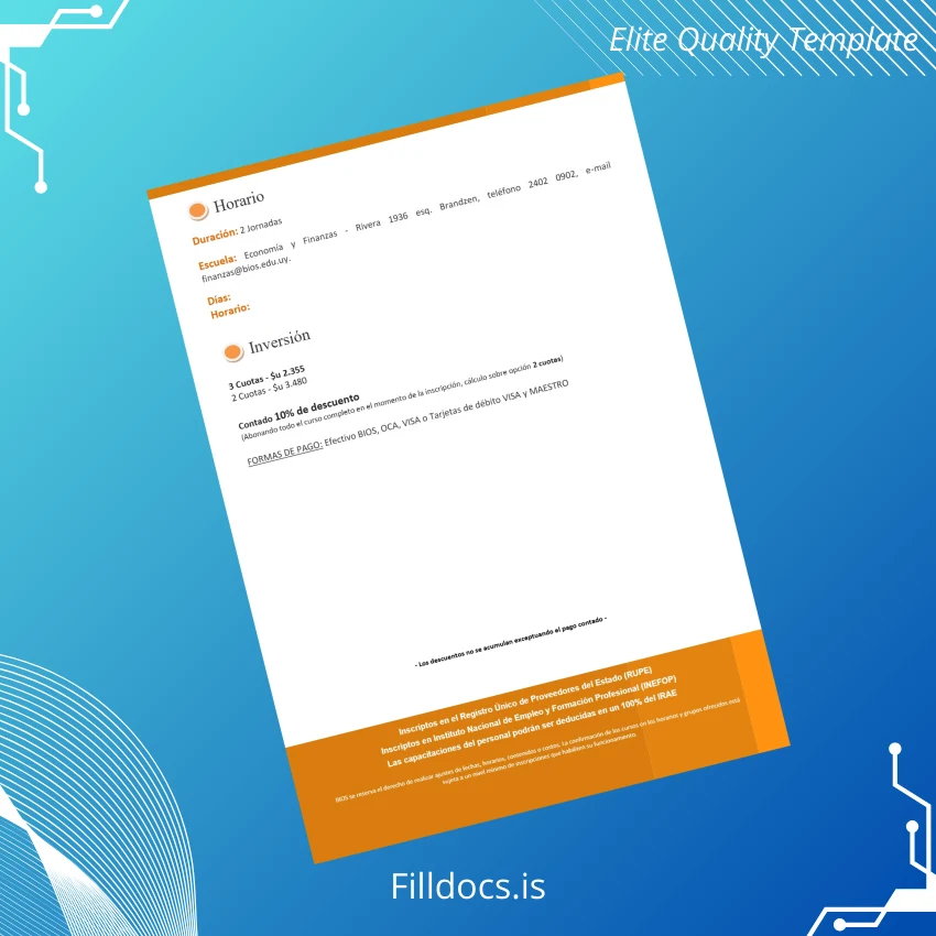 Fillable Uruguay BIOS School of Economics and Finance E-Trading Diploma page 3 Page Preview - FillDocs