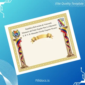 Fillable Venezuela E. B. N. B. Monseñor Nicolás Eugenio Navarro Diploma Template Preview - FillDocs