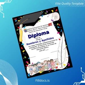 Fillable Venezuela Ministry of Popular Power for Education Preschool Education Diploma Template Preview - FillDocs