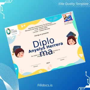 Fillable Venezuela U.E.N Andrés Bello High School Diploma Template Preview - FillDocs
